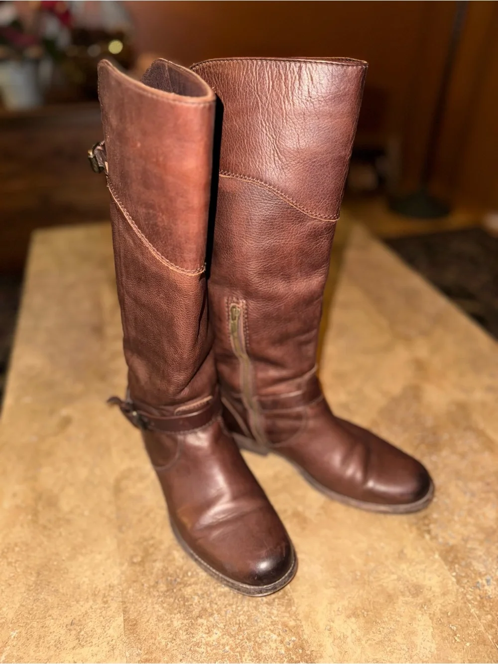 Frye Classic Brown Leather Tall Riding Boots